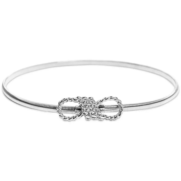 Giani Bernini Women's Sailor Knot Cobra Stretch Belt, Silver Toned M/L - Picture 1 of 10